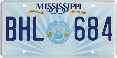 MS license plate BHL684