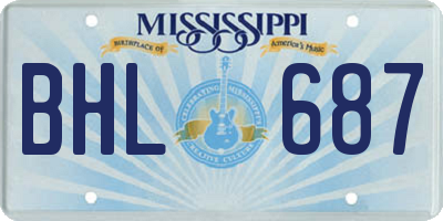 MS license plate BHL687