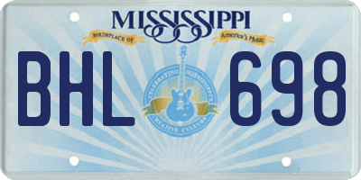 MS license plate BHL698