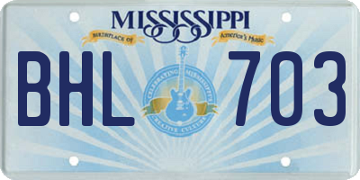 MS license plate BHL703