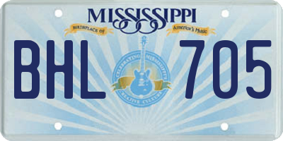 MS license plate BHL705