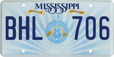 MS license plate BHL706