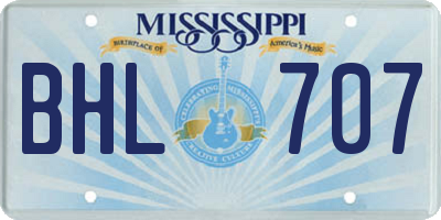 MS license plate BHL707