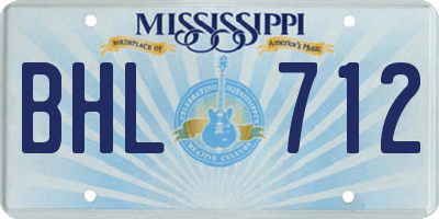 MS license plate BHL712