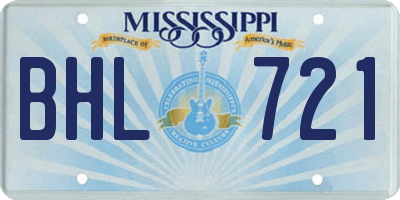 MS license plate BHL721