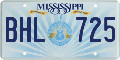 MS license plate BHL725