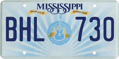 MS license plate BHL730
