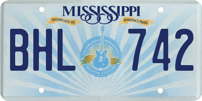 MS license plate BHL742