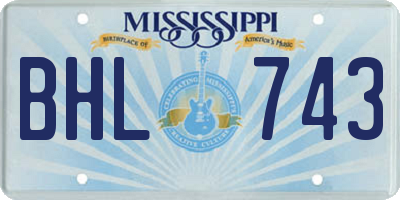 MS license plate BHL743