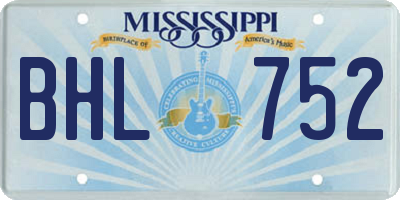 MS license plate BHL752