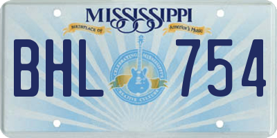 MS license plate BHL754