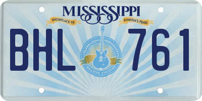 MS license plate BHL761