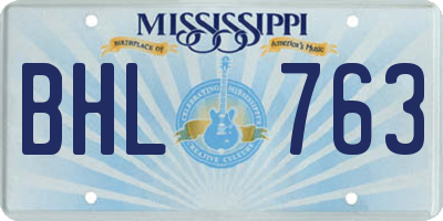 MS license plate BHL763