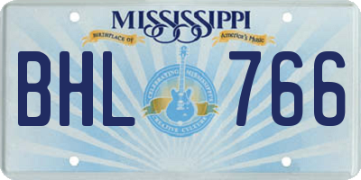 MS license plate BHL766