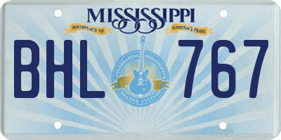 MS license plate BHL767