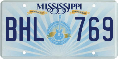 MS license plate BHL769