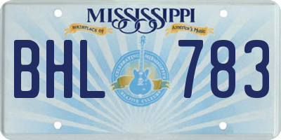 MS license plate BHL783