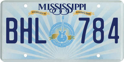 MS license plate BHL784