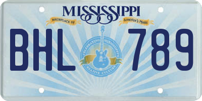 MS license plate BHL789