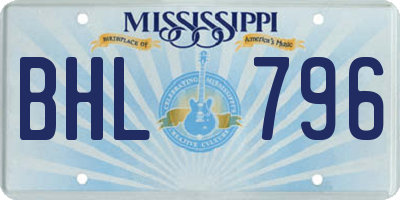 MS license plate BHL796