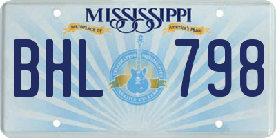 MS license plate BHL798