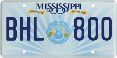 MS license plate BHL800