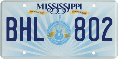 MS license plate BHL802