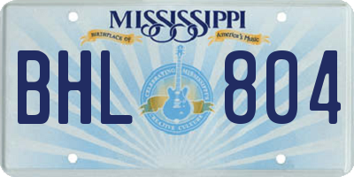 MS license plate BHL804