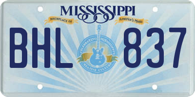 MS license plate BHL837