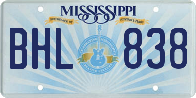 MS license plate BHL838