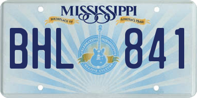 MS license plate BHL841