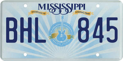 MS license plate BHL845
