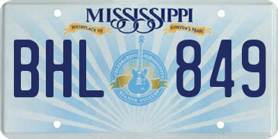 MS license plate BHL849