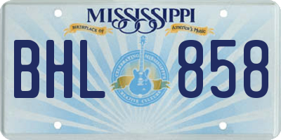 MS license plate BHL858