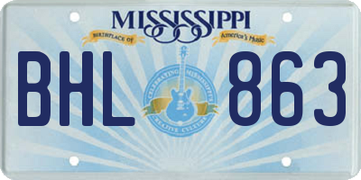 MS license plate BHL863