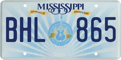MS license plate BHL865