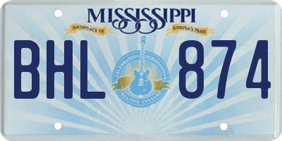 MS license plate BHL874
