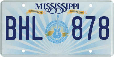 MS license plate BHL878