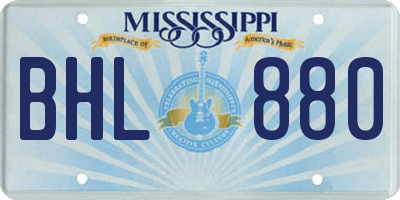 MS license plate BHL880