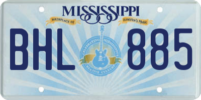 MS license plate BHL885