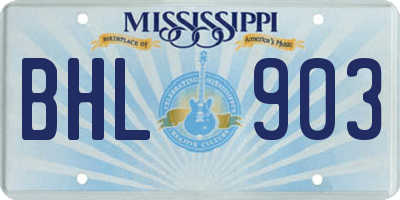 MS license plate BHL903