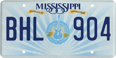 MS license plate BHL904