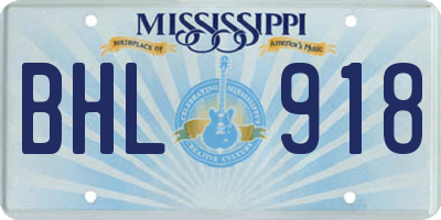 MS license plate BHL918