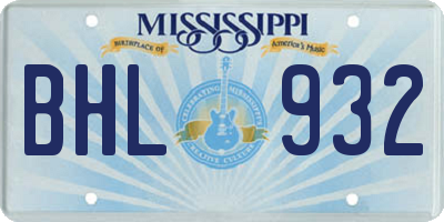 MS license plate BHL932