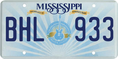 MS license plate BHL933