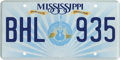 MS license plate BHL935