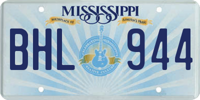 MS license plate BHL944