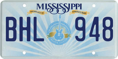 MS license plate BHL948