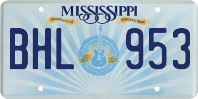 MS license plate BHL953