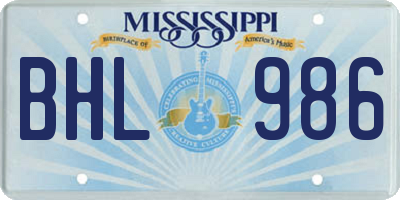 MS license plate BHL986